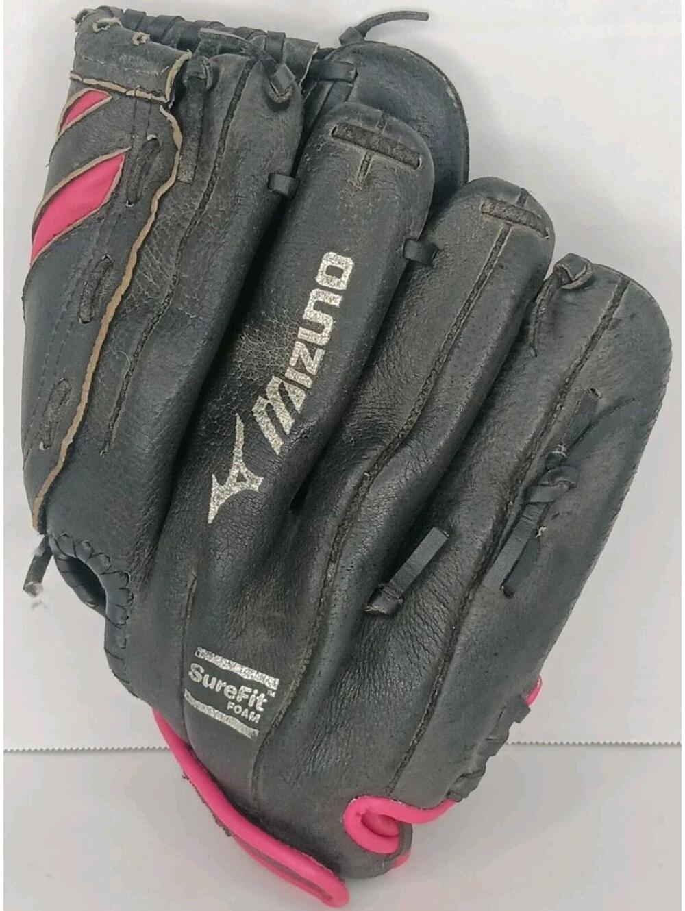Mizuno 11.5" Finch Girls Youth Glove GPP 1155F1 Surefit Black Pink LHT Worn In